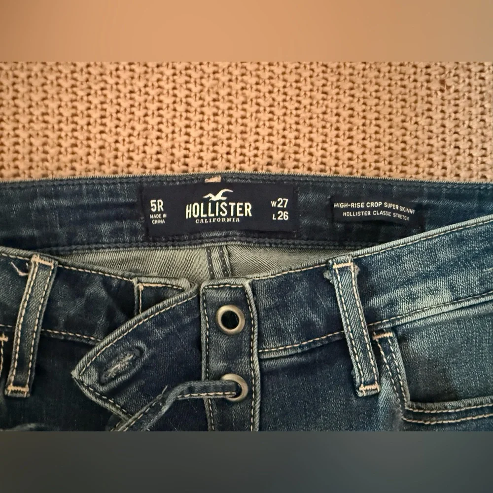 Hollister High Rise Crop Skinny Jeans Women's 5R Blue Denim Casual - Picture 2 of 5